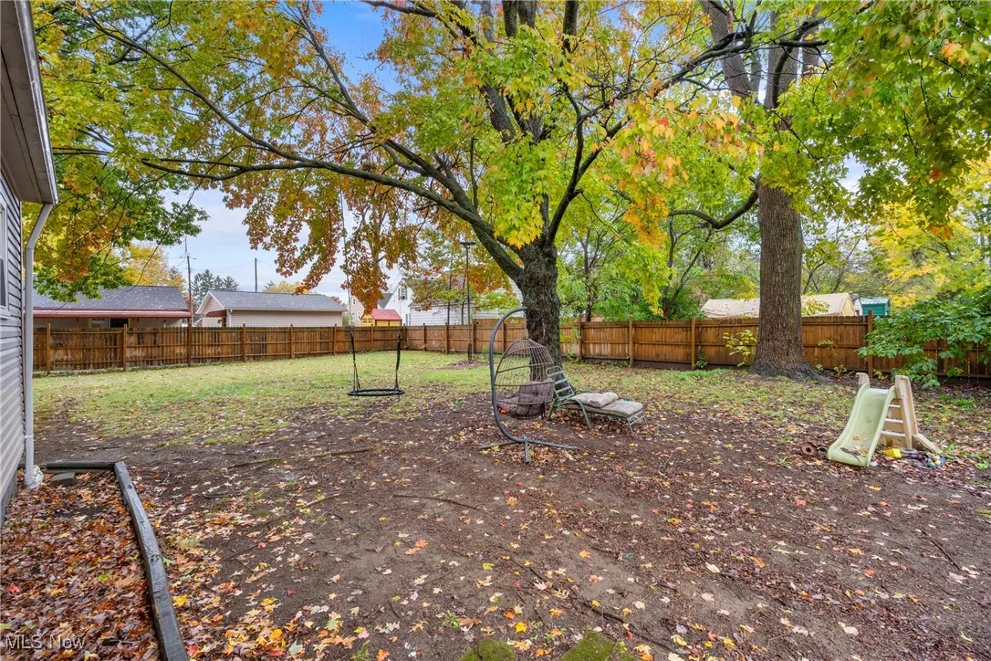 View of fenced backyard