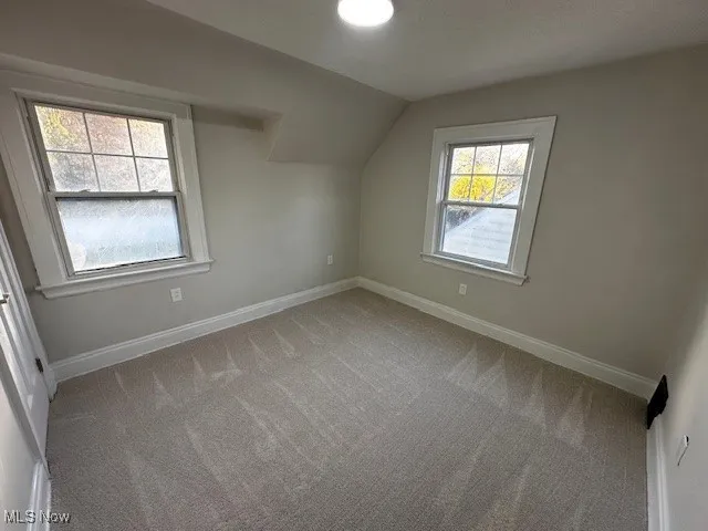 Bonus room featuring carpet floors and lofted ceiling