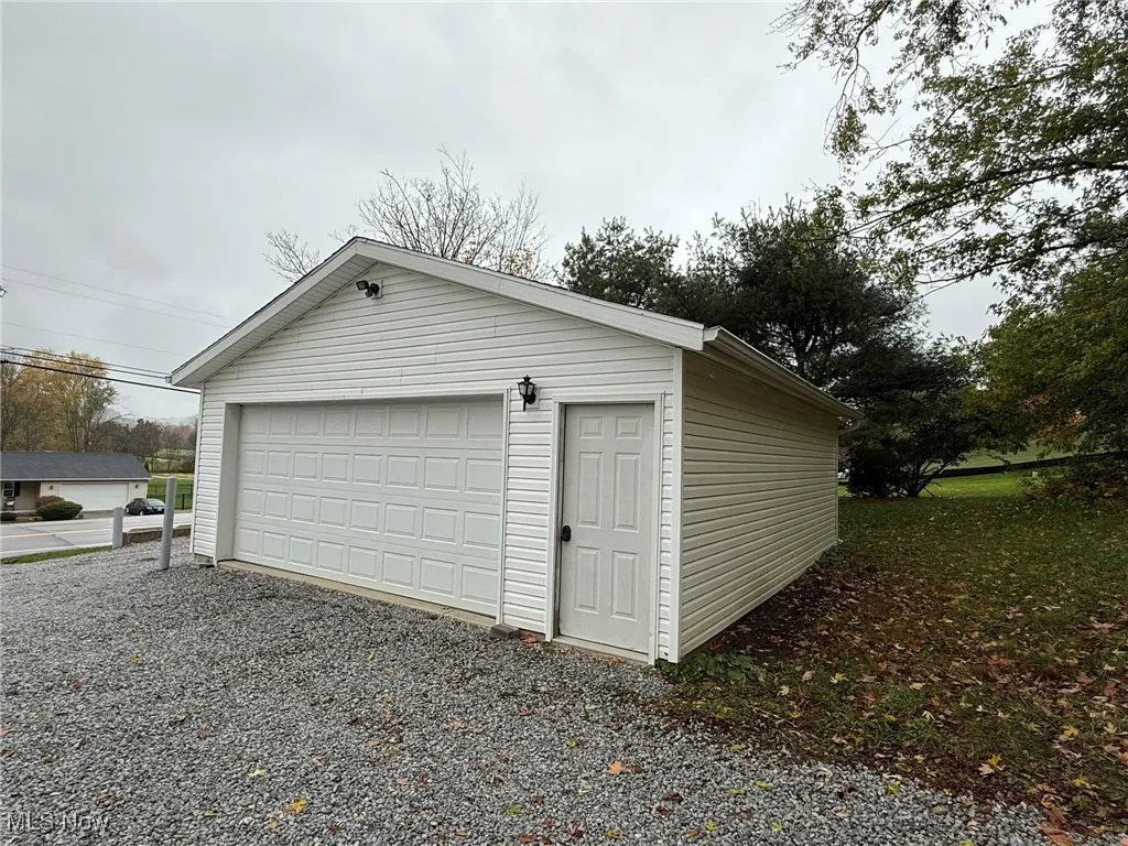 View of detached garage
