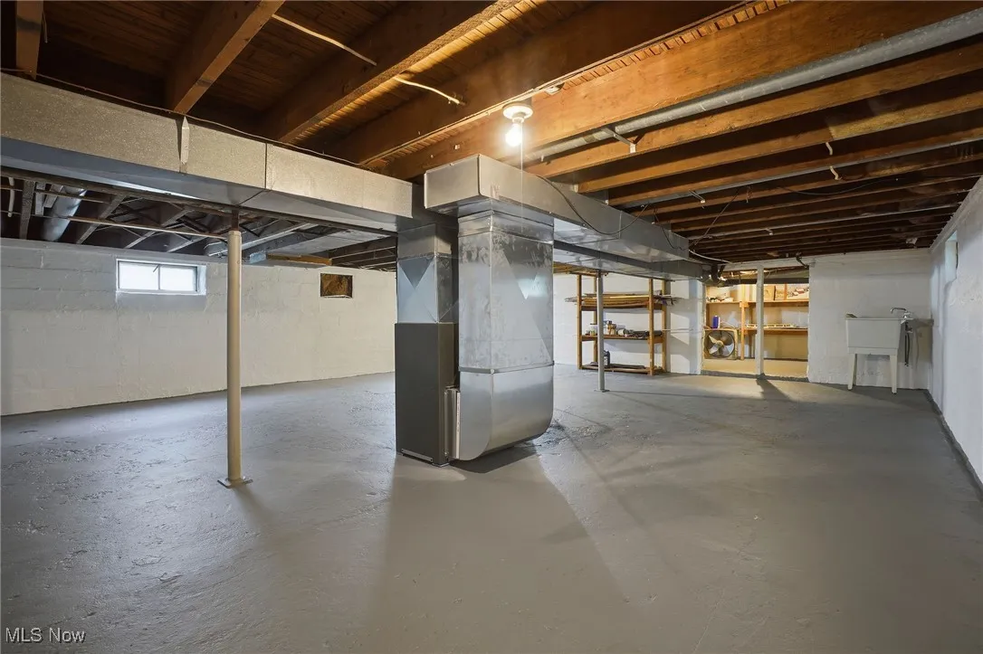 Basement with heating unit