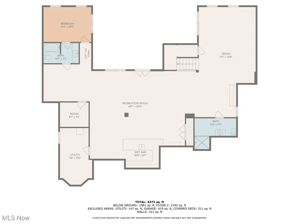 Sketch of lower level living area.