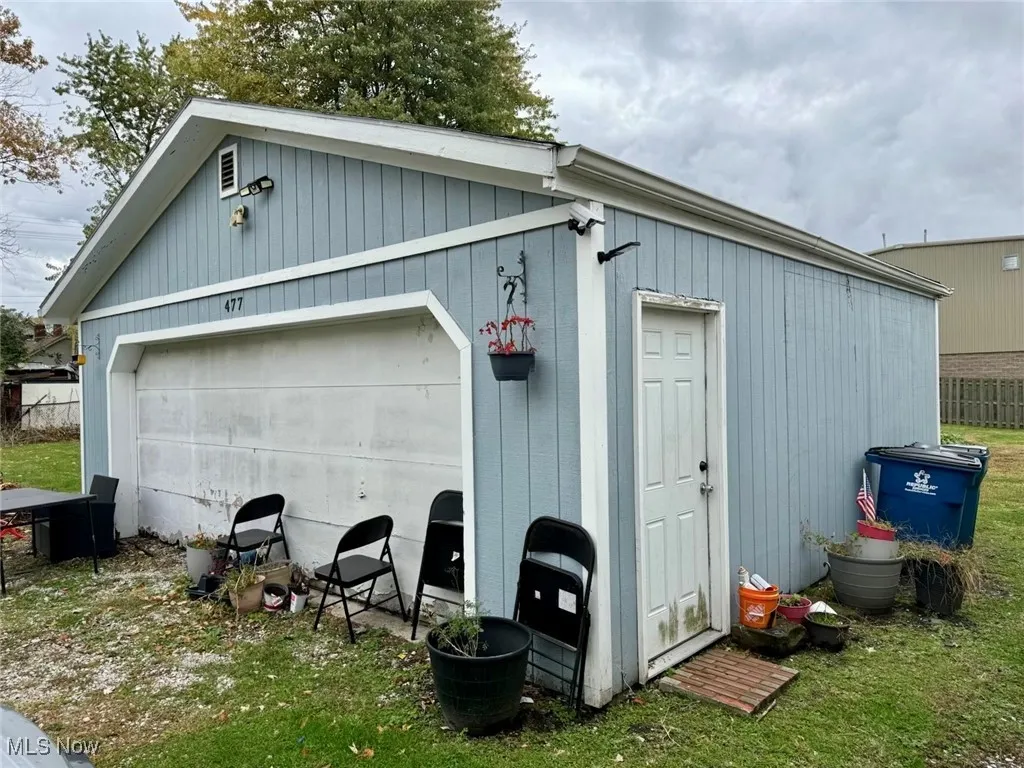 View of detached garage