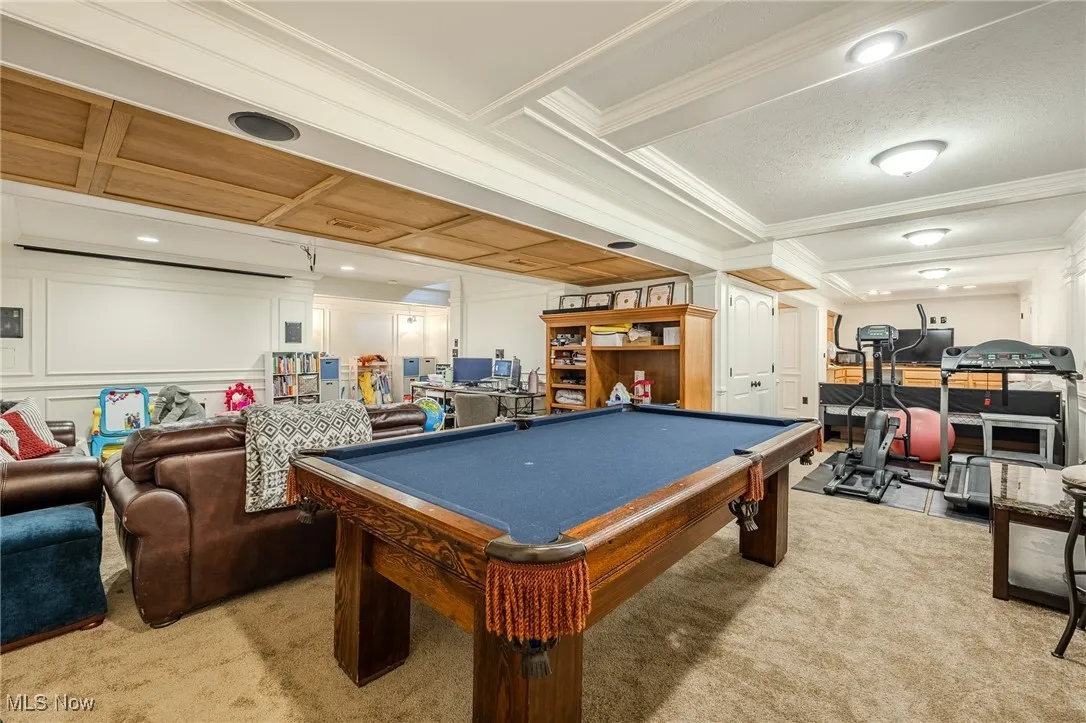 The basement is large and has mulitple areas for entertaining