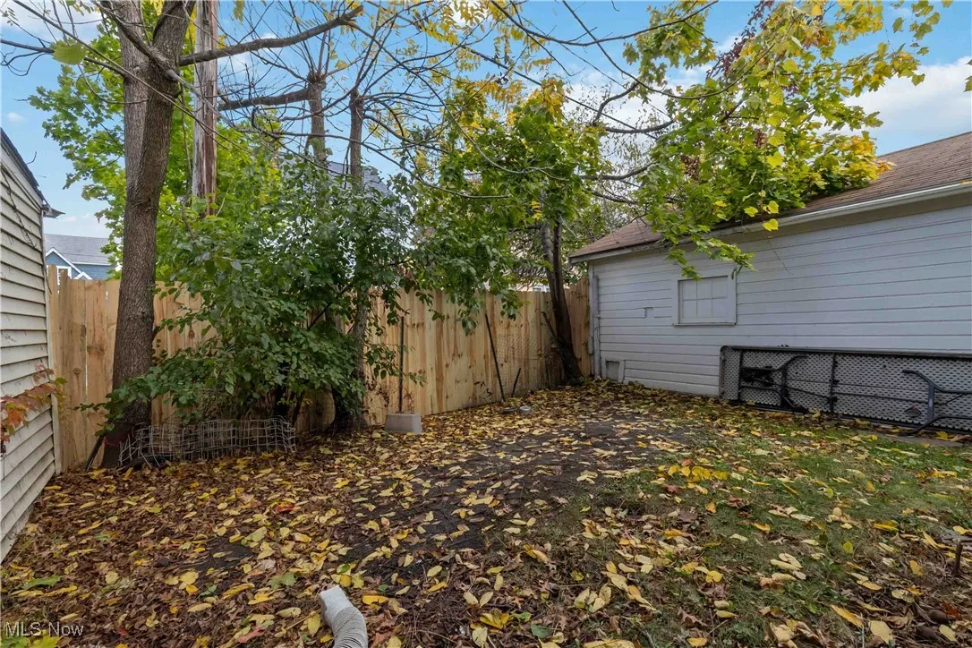 View of fenced backyard