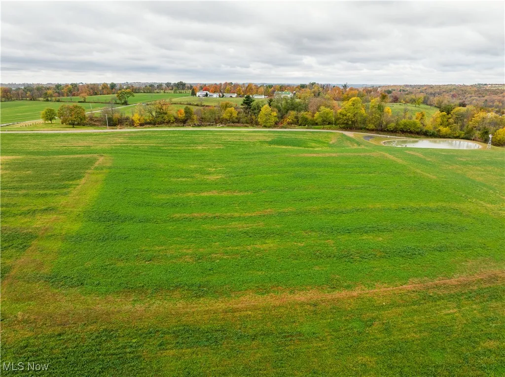 Aerial view of a nearby body of water