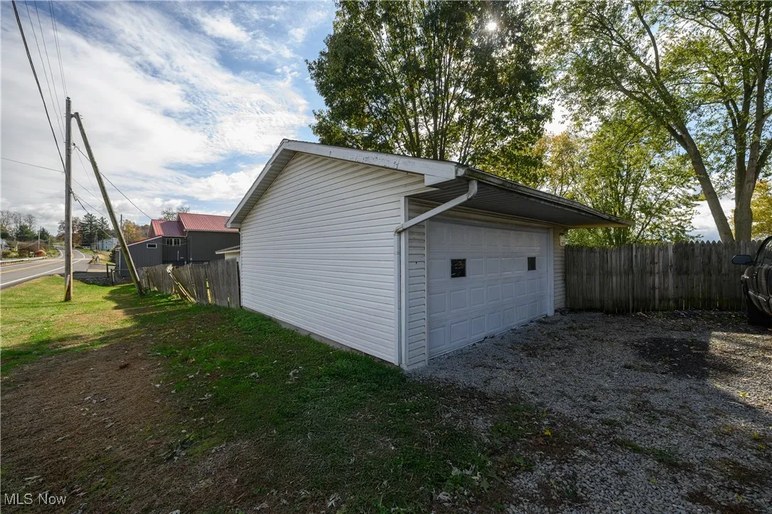 View of detached garage