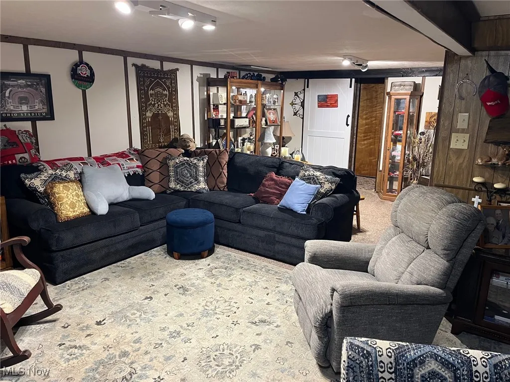 View of carpeted living area