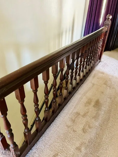 Natural wood stairway