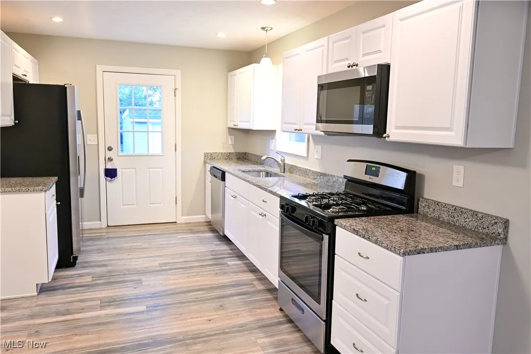 Kitchen with stainless steel appliances
