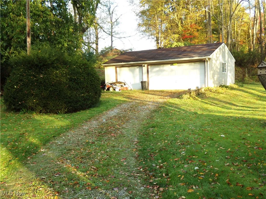 View of detached garage