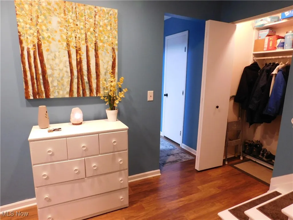 Entry with a closet and pantry.