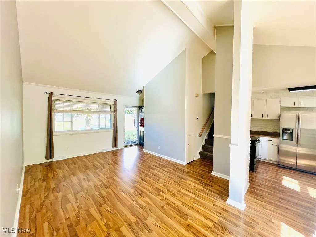 View of living room and kitchen
