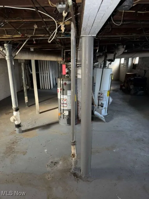 Unfinished below grade area with water heater