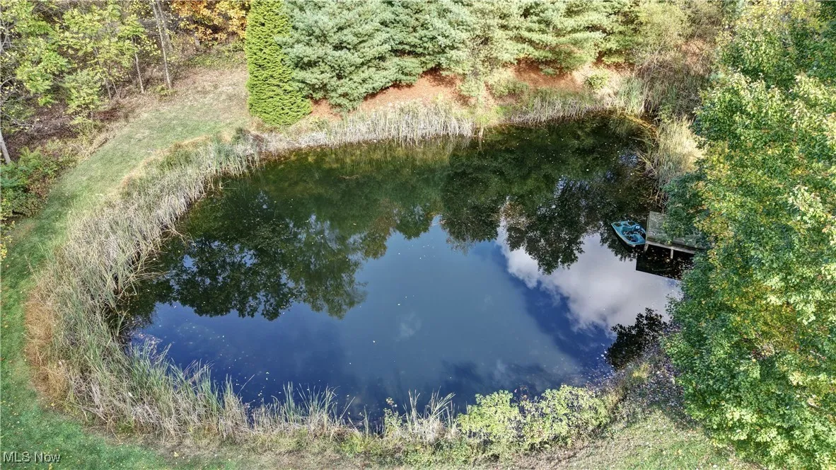 Aerial view of a nearby body of water