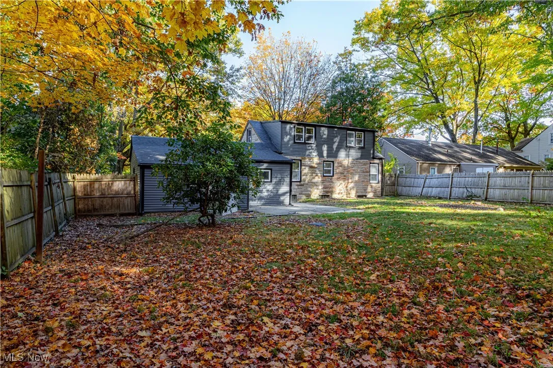 Rear view of house featuring a patio area and a fenced backyard