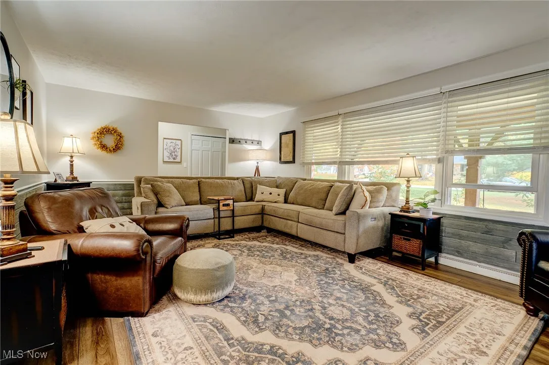 Living room with wood finished floors