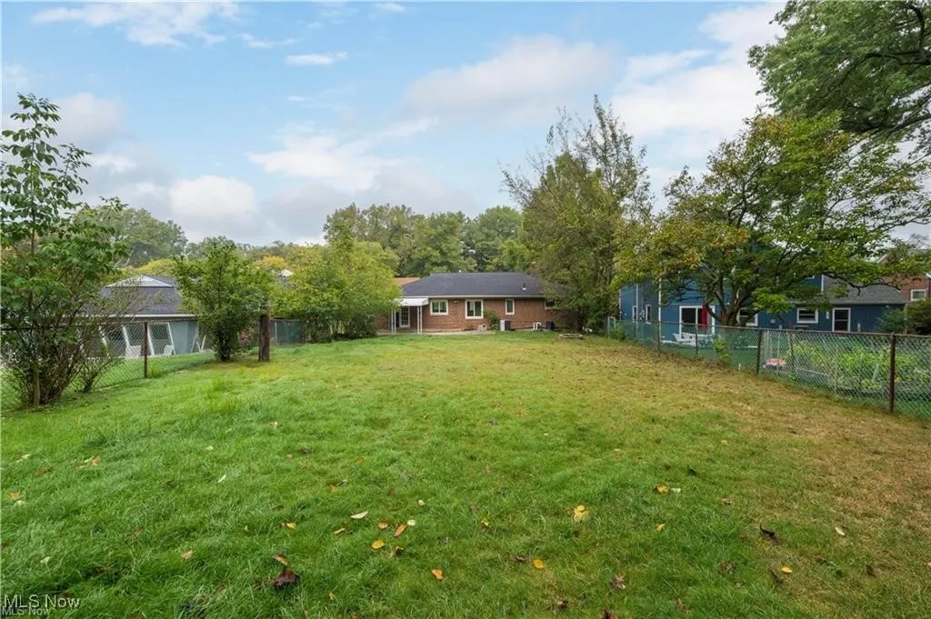 View of fenced backyard