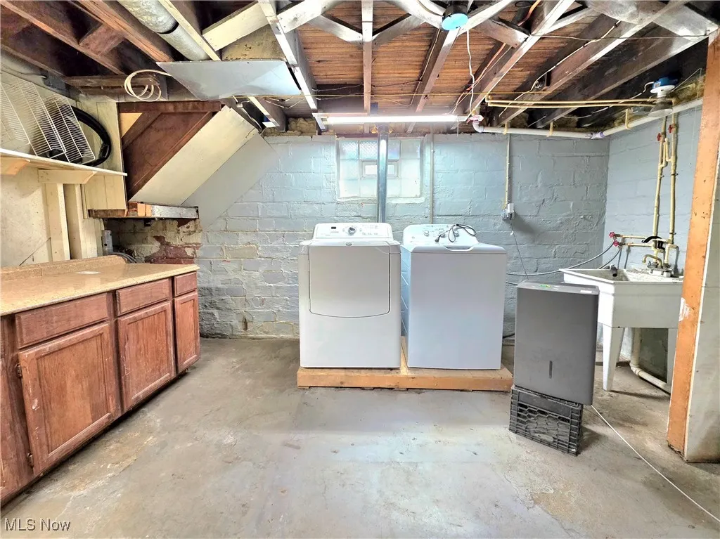 Laundry area in basement