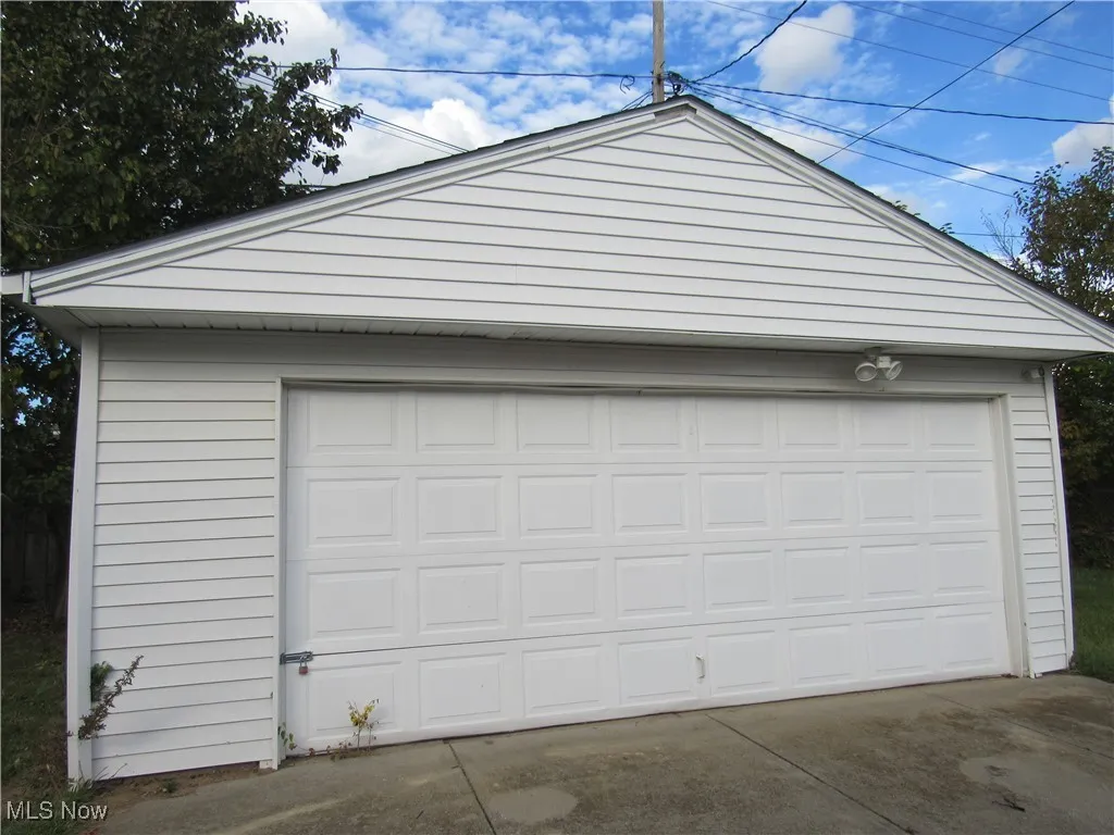 View of detached garage