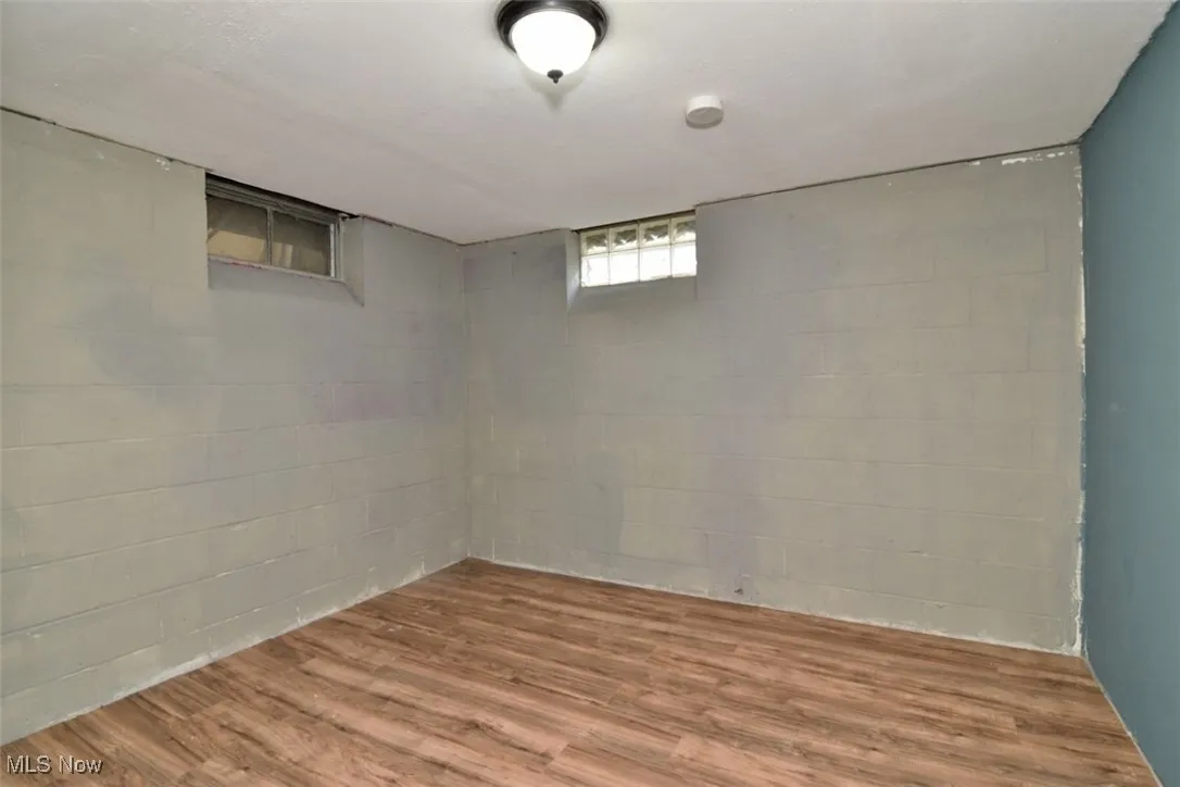 Basement featuring wood finished floors