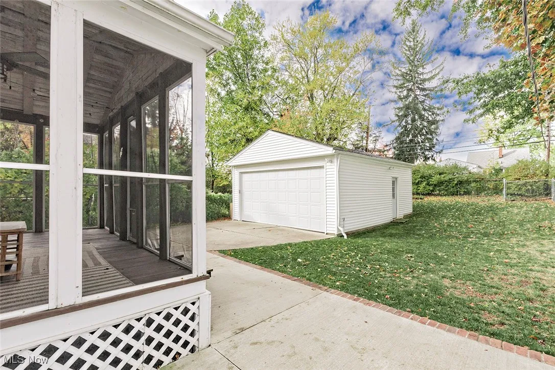 View of detached garage