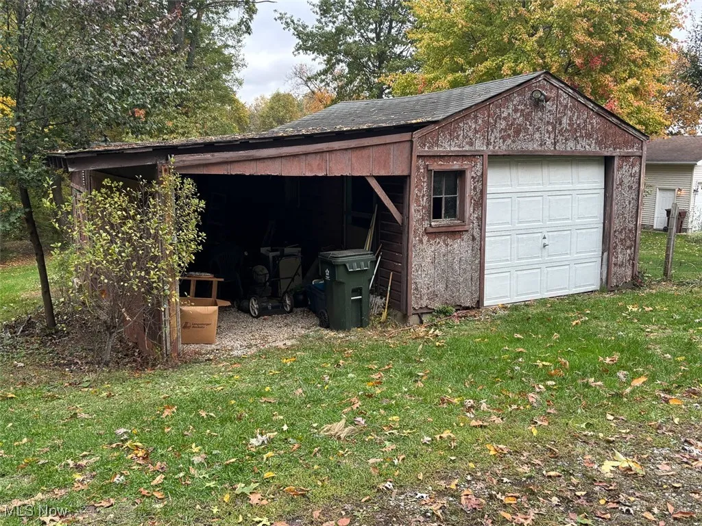 View of detached garage