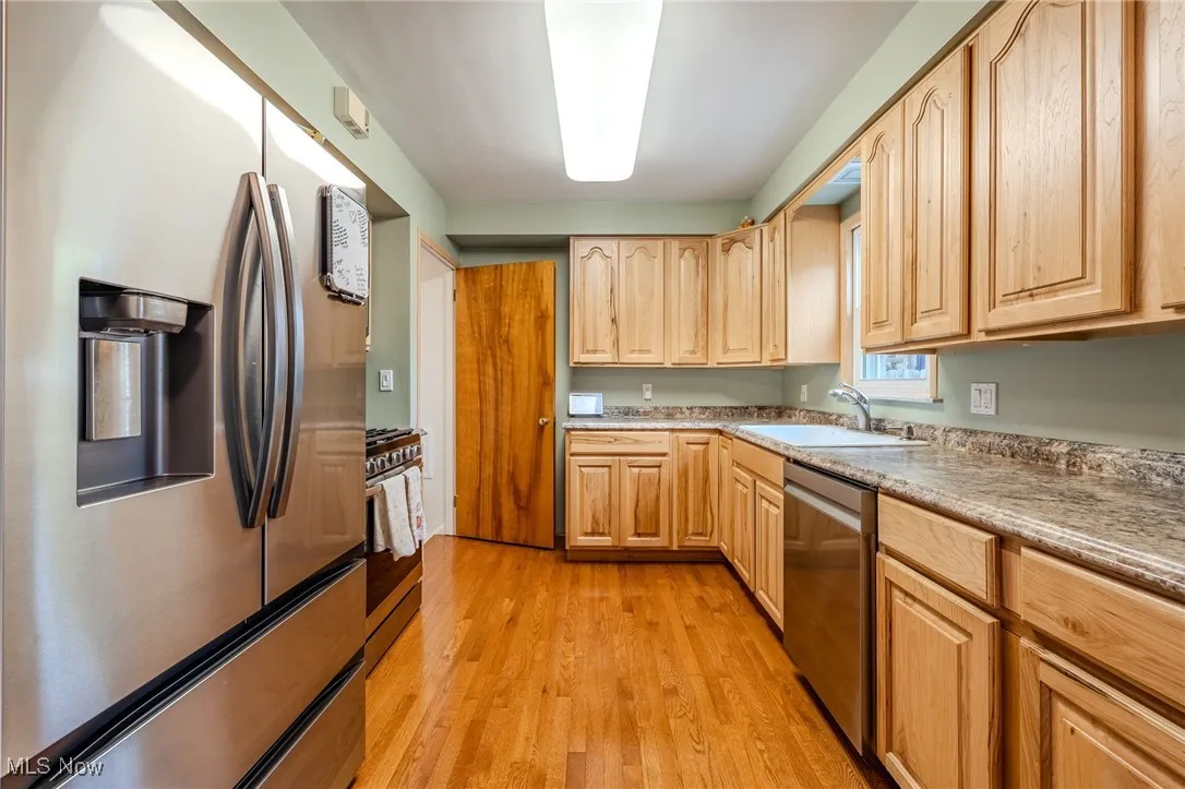 Hard wood flooring in the kitchen