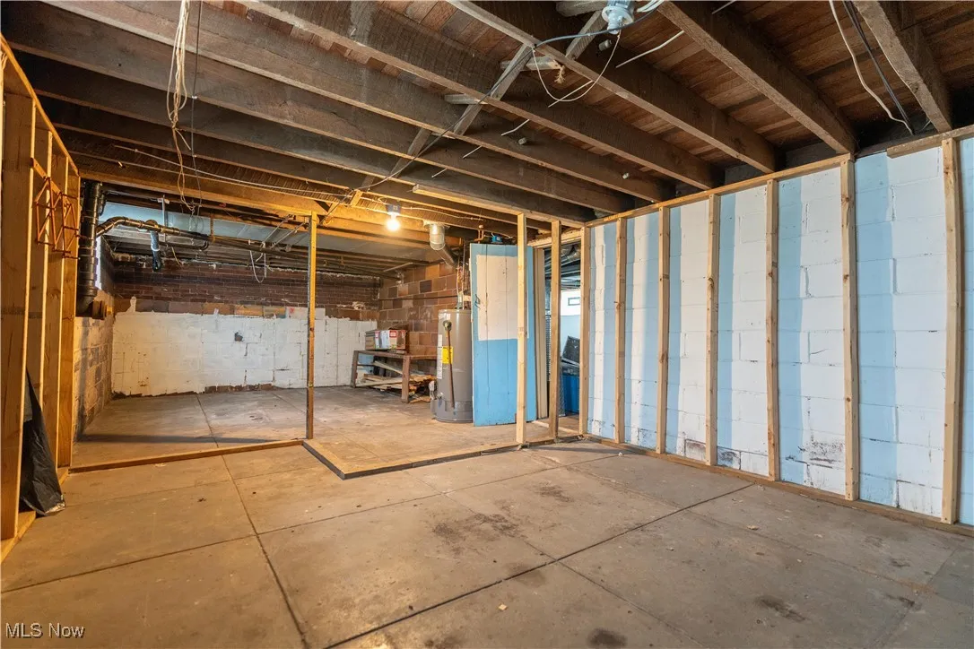 Below grade area with water heater