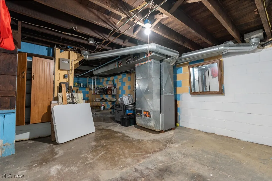 Unfinished below grade area with heating unit