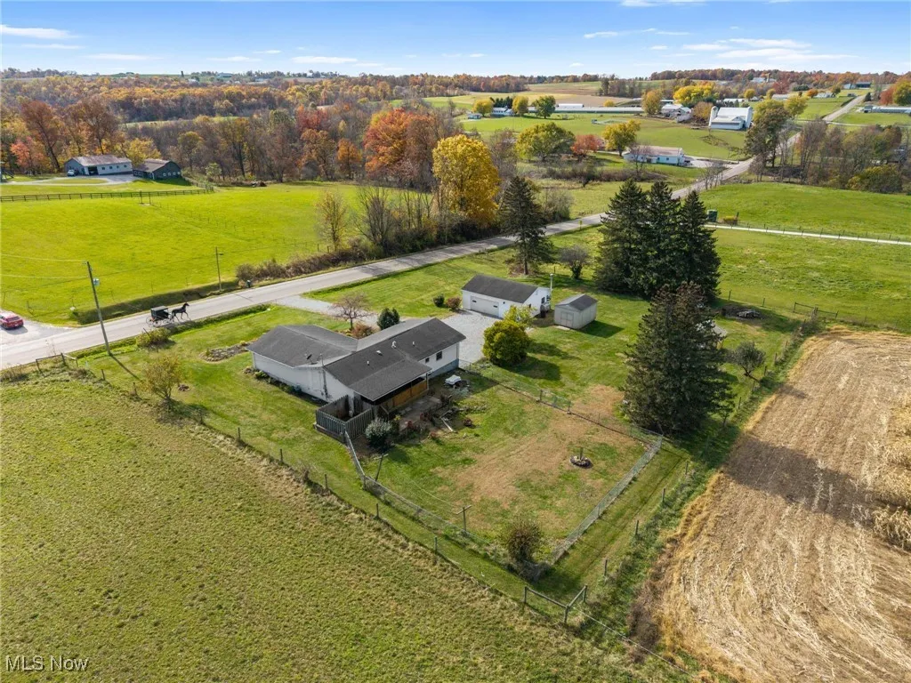 Overview of rural landscape with agricultural land