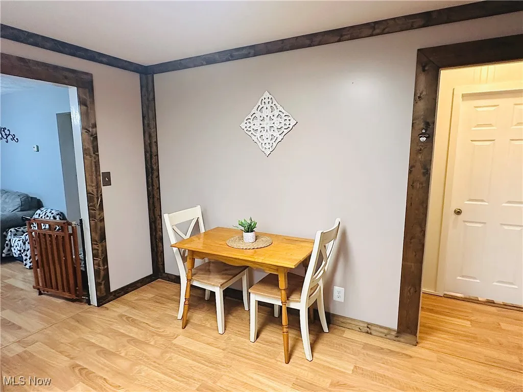 Dining area featuring light wood finished floors