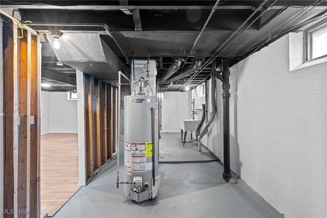 Basement with gas water heater