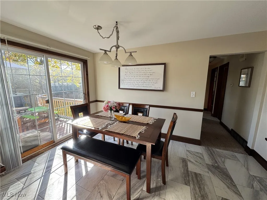 Dining space with baseboards