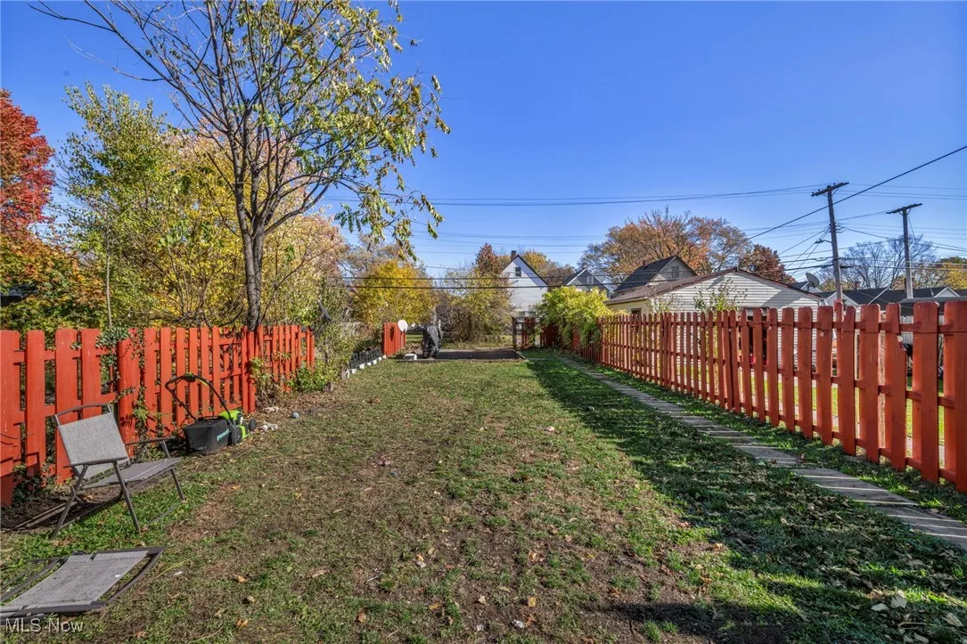 View of fenced backyard