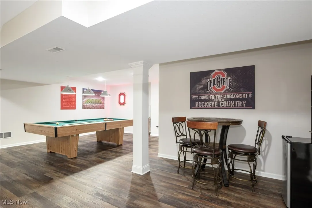 Game room featuring billiards table and dark wood finished floors