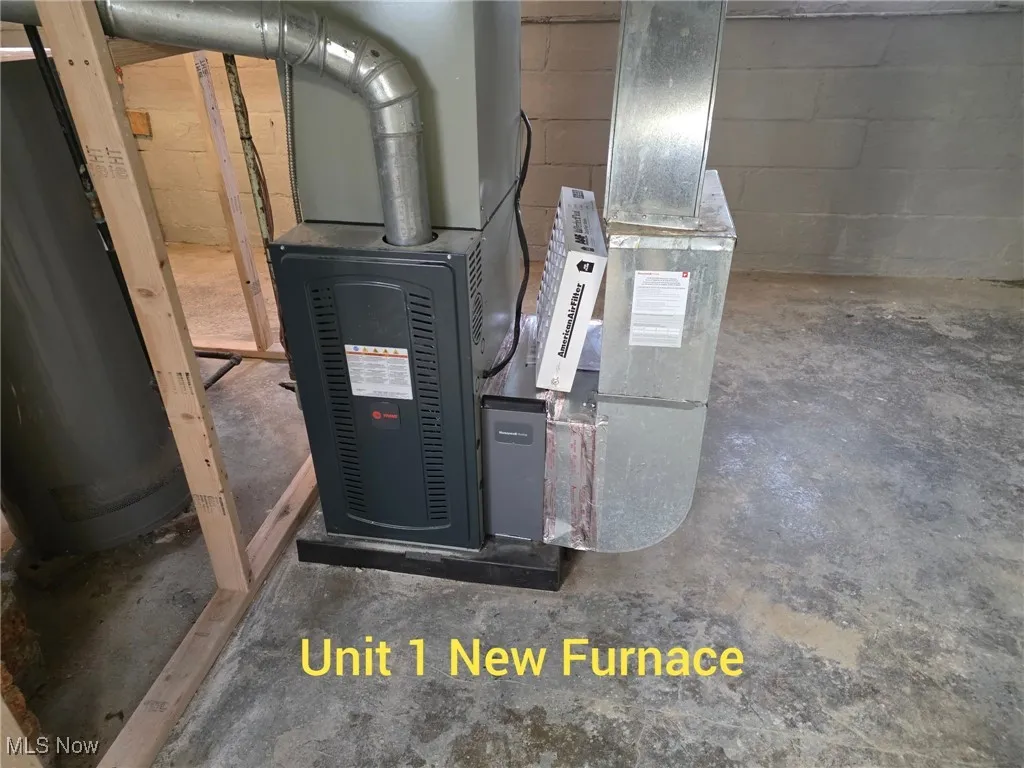 Utilities featuring heating unit and water heater