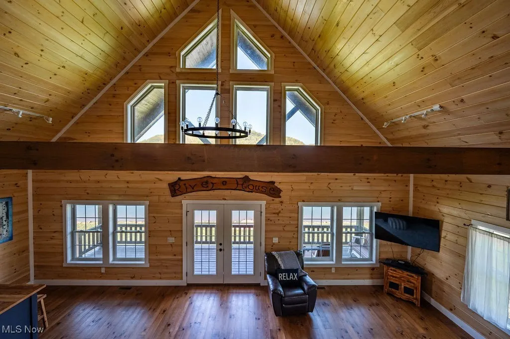 Looking into the great room from the loft area.