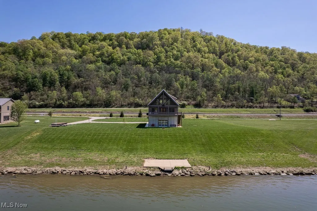 Distant river view showing the side boundaries of land