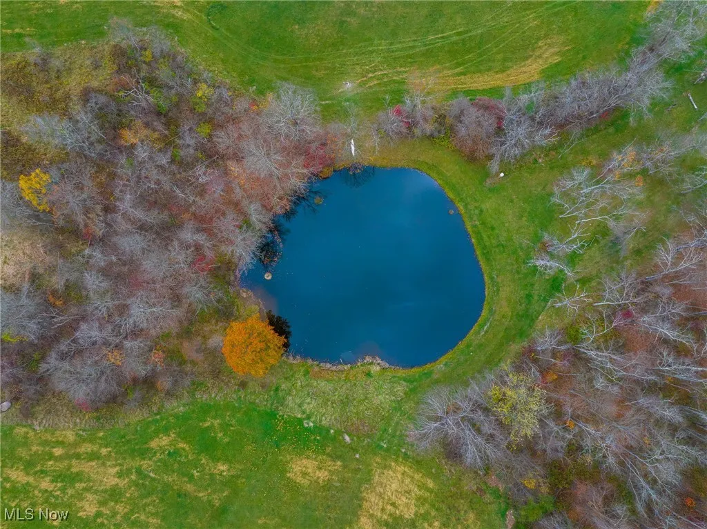 Bird's eye view of a nearby body of water