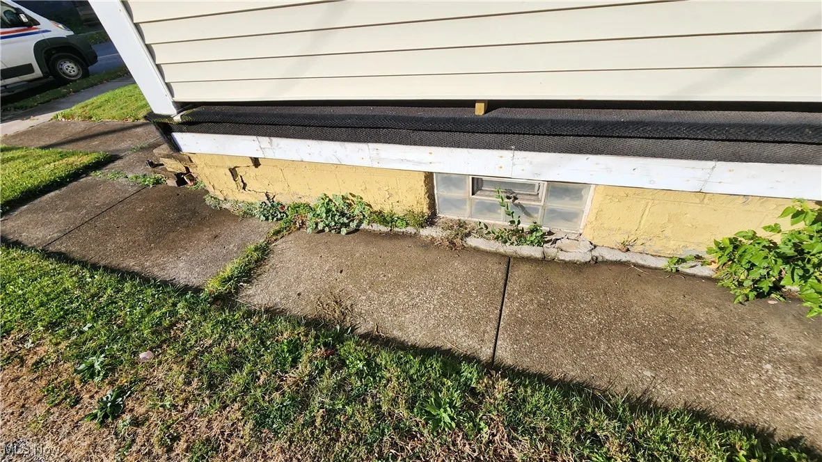 Exterior view of front porch foundation