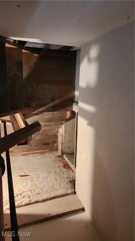 Basement entrance stair way view from first floor kitchen