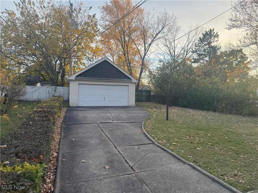 View of detached garage