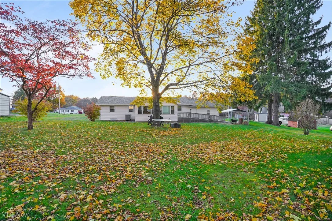 Rear view of house with a lawn