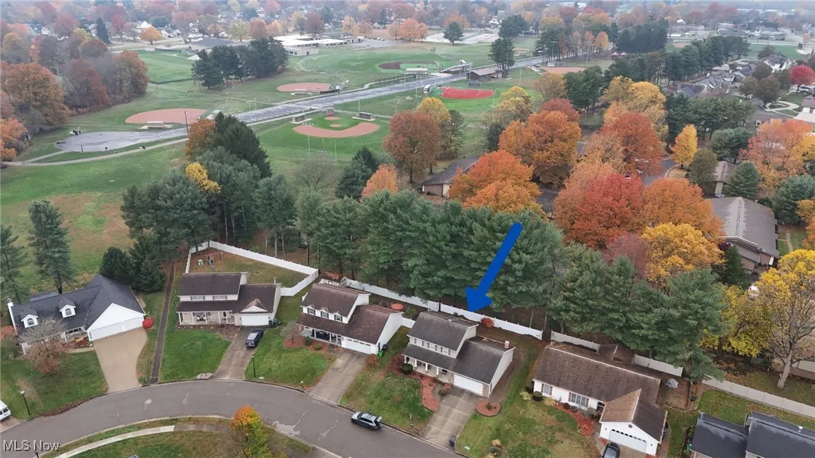 Aerial perspective of suburban area