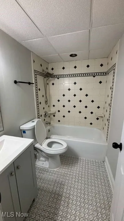 Full bathroom featuring  shower combination and vanity