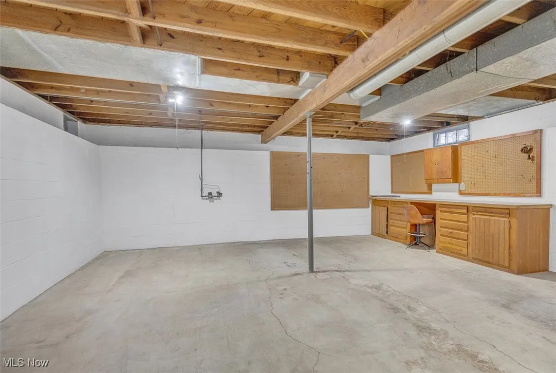 View of unfinished basement space