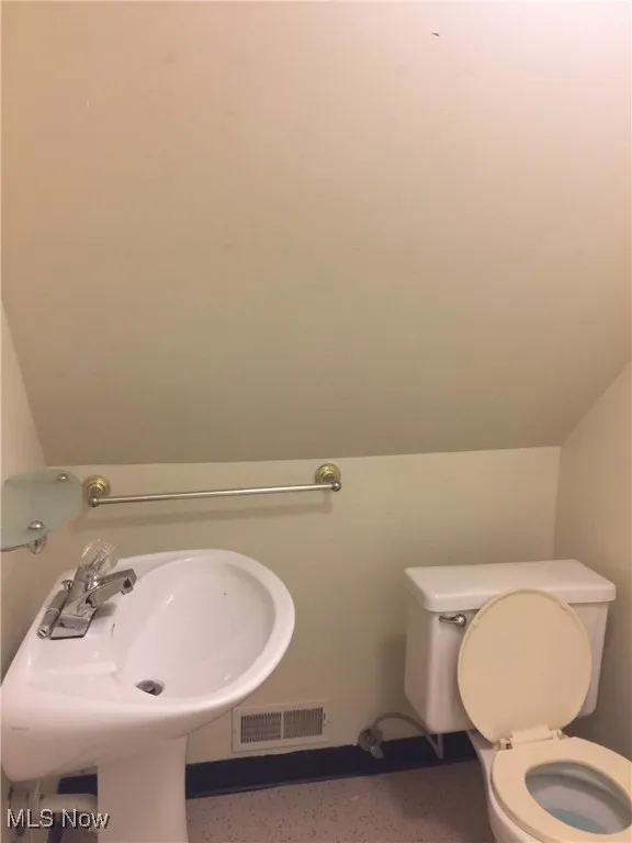 Bathroom with vaulted ceiling