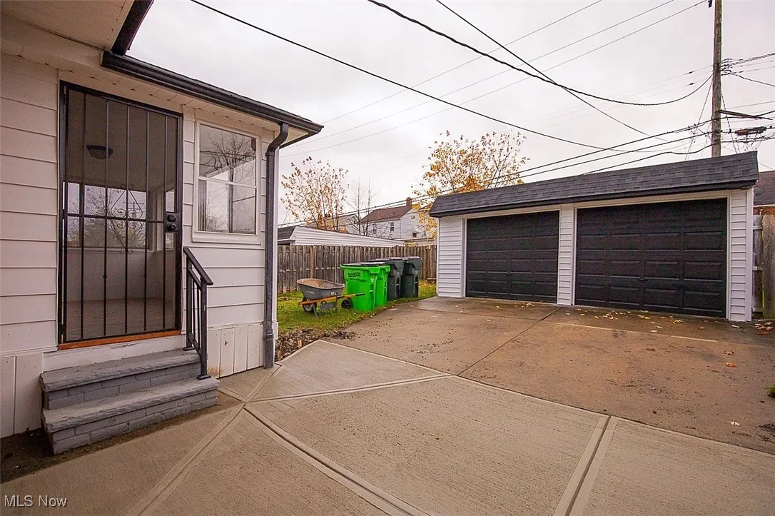 View of detached garage