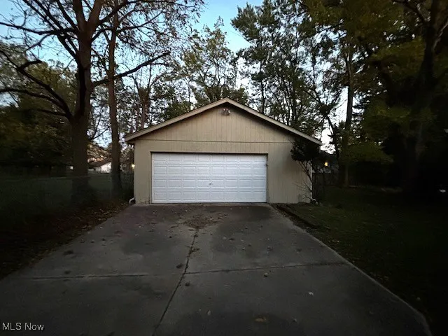 View of detached garage