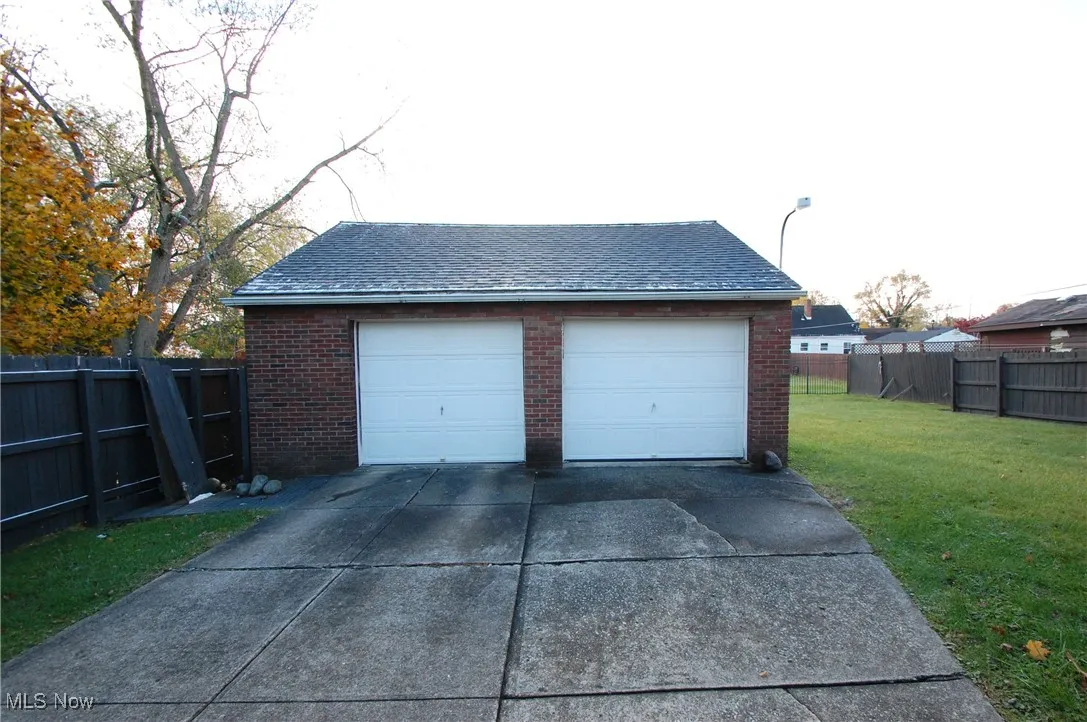 View of detached garage